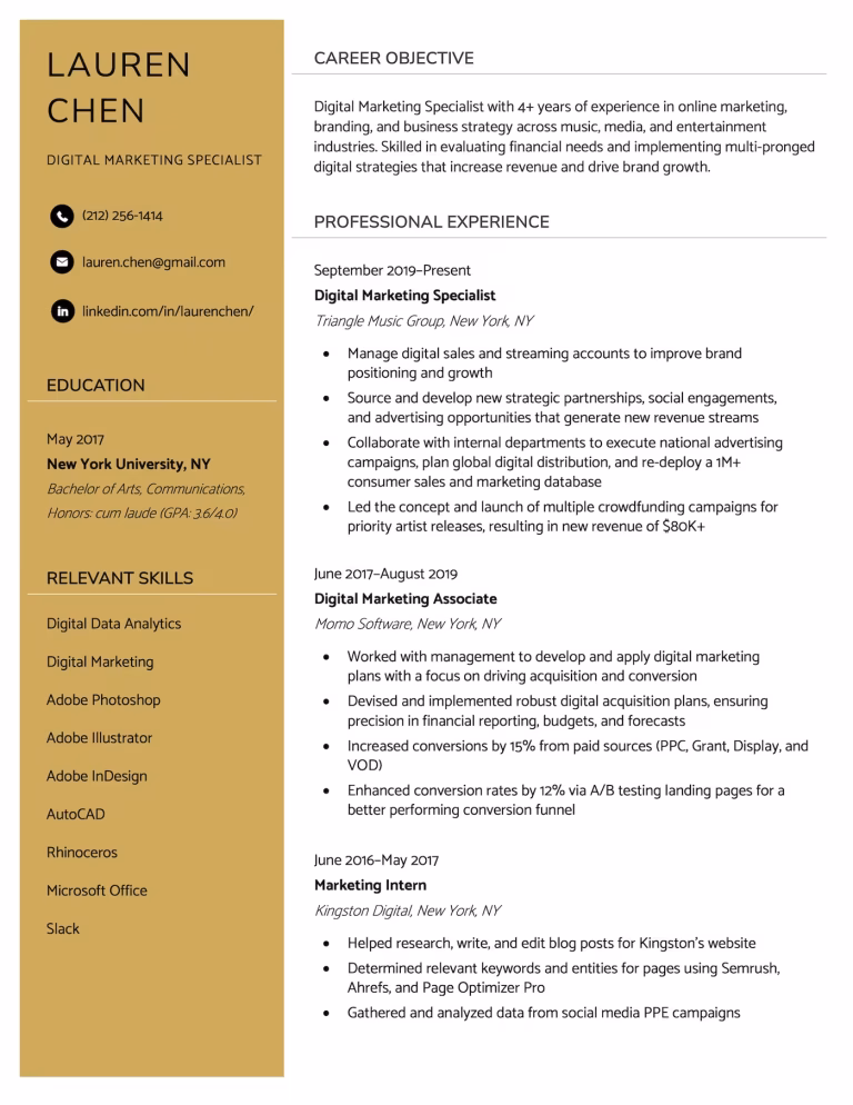 Clean Modern Resume Format