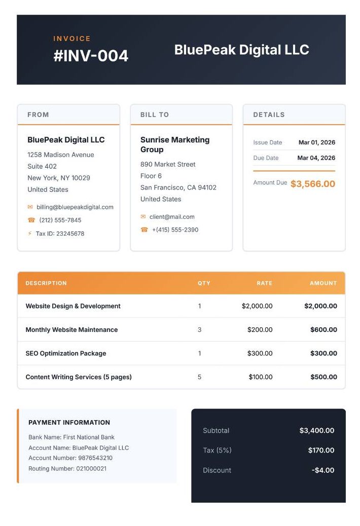 bold invoice template on cv studio
