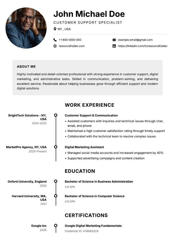 Business Consultant CV Template
