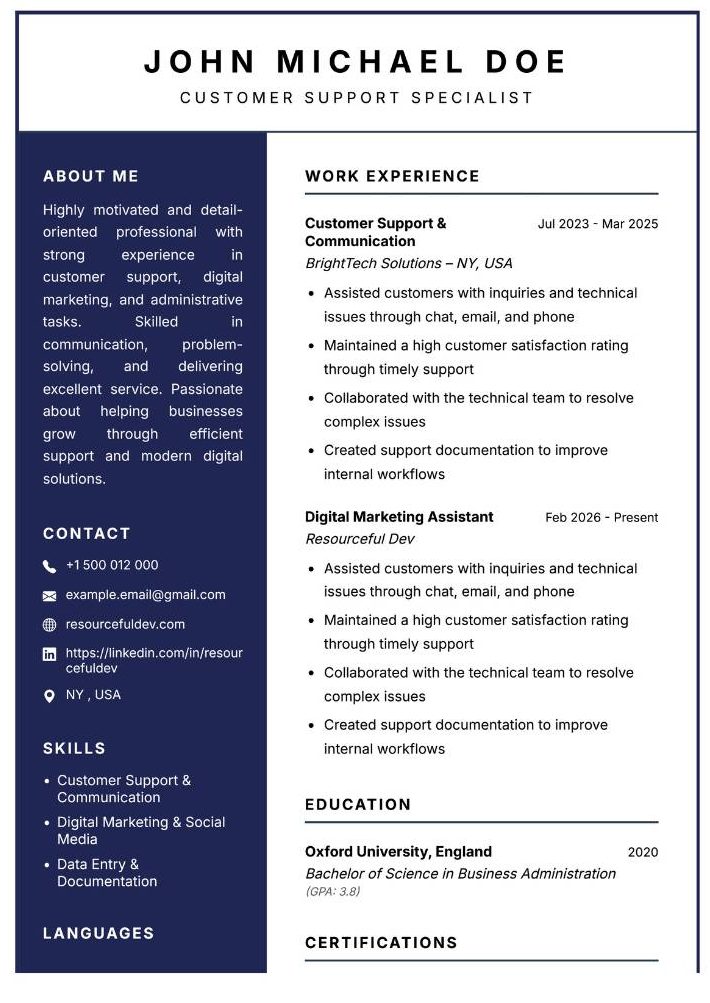 Classic Elegant CV Template