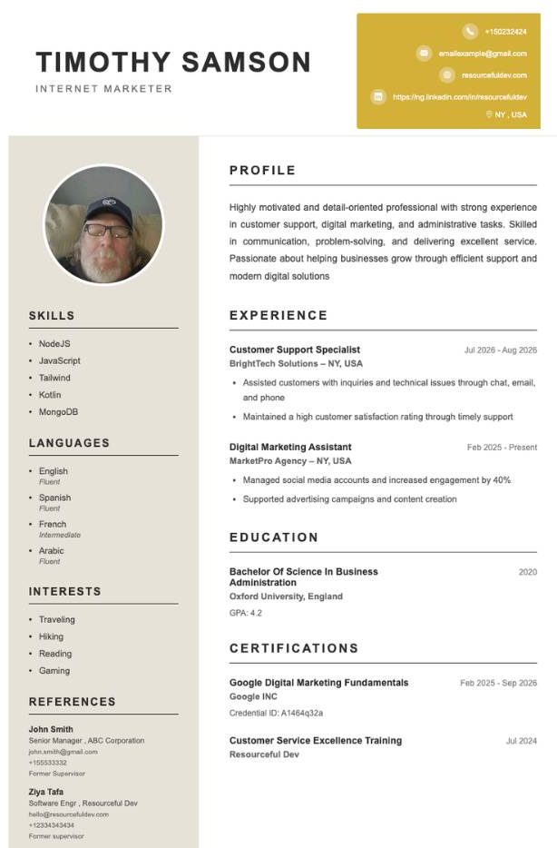 Modern Minimalist CV Template