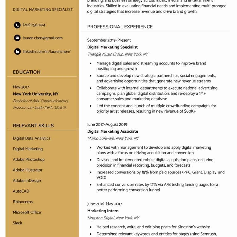 Clean Modern Resume Format